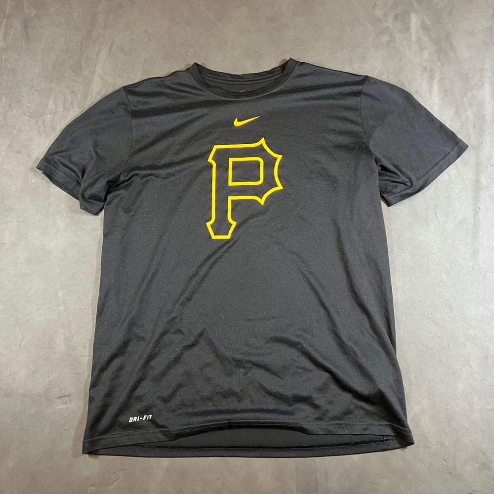 Nike Dri-Fit Pittsburgh Pirates Mens Large T-Shirt Center Swoosh Logo Athletic